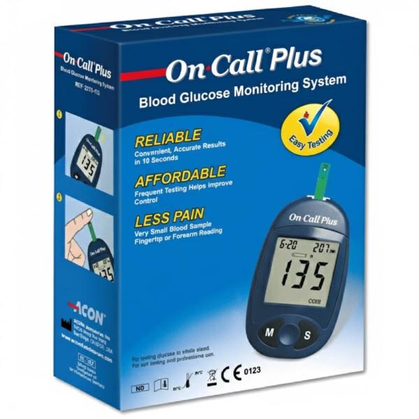 On call Plus Glucometer with 10 Strips