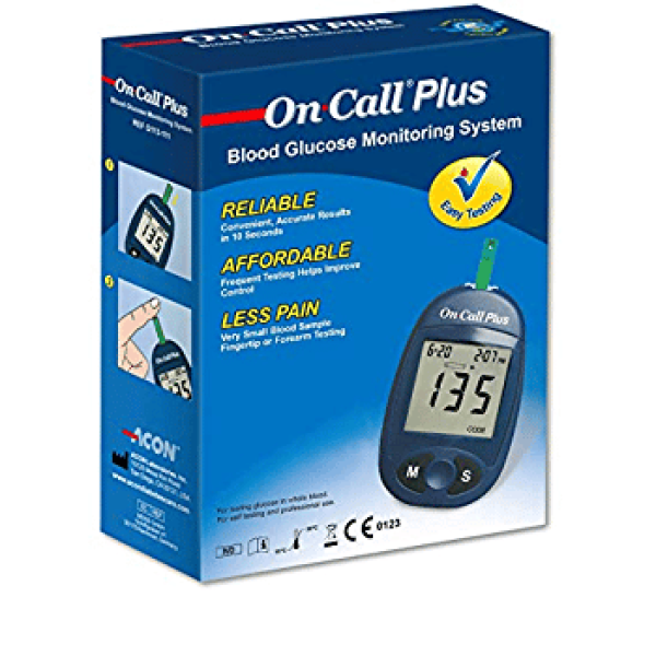 On call Plus Glucometer with 10 Strips