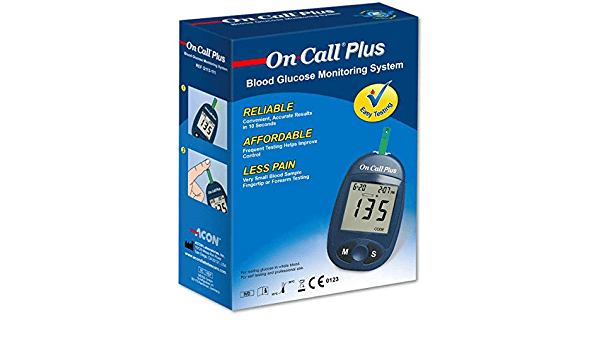 On call Plus Glucometer with 10 Strips